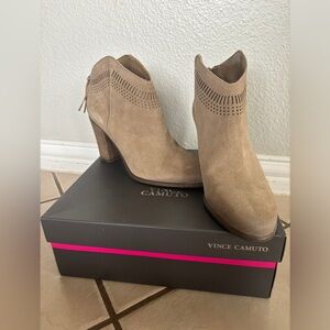 Vince Camuto tan ankle booties. Size 9, worn only a few times. Great condition